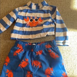 Little Me 6-9M Infant Rash Guard /Swimming Trunks